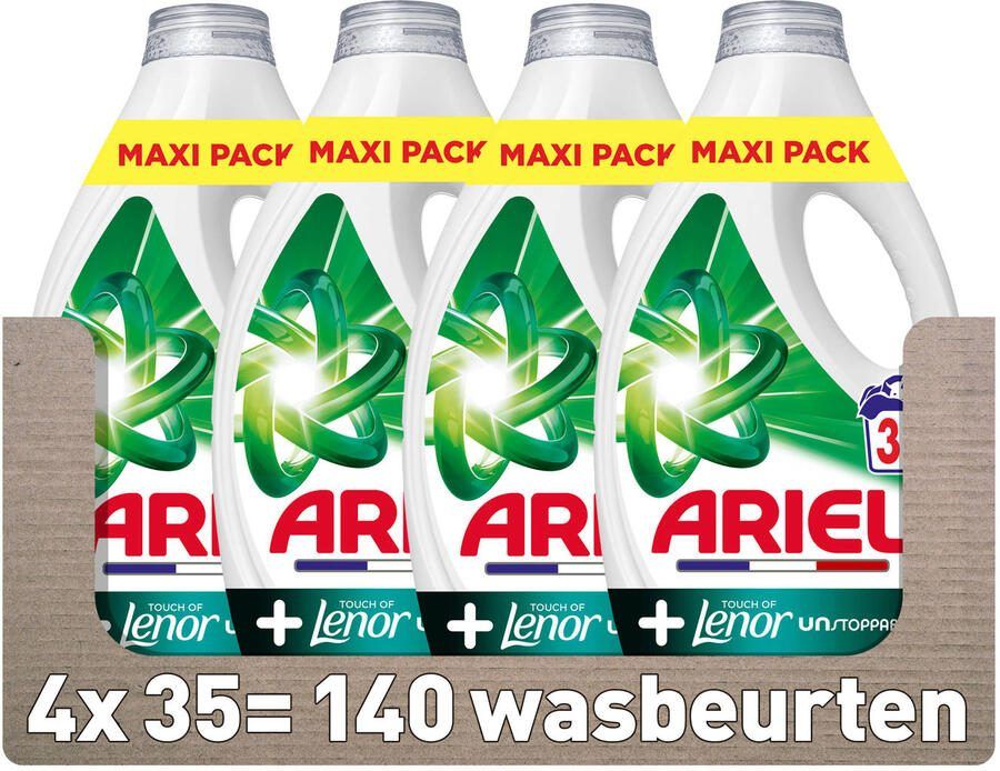 Ariel Vloeibaar Wasmiddel +Touch of Lenor Unstoppables 4 x 35 Wasbeurten 140 wasbeurten
