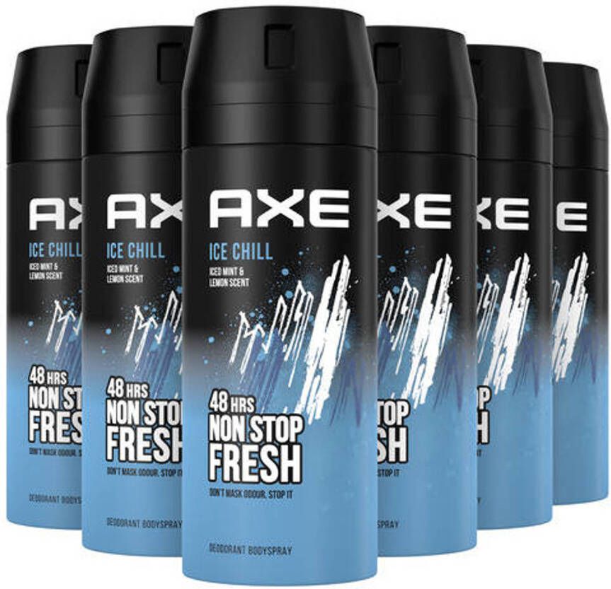 Axe Ice Chill Bodyspray Deodorant 6 x 150 ml Voordeelverpakking