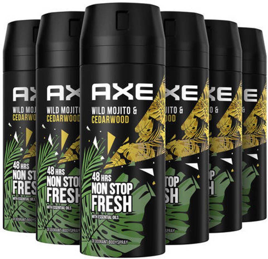 Axe Mojito & Cedarwood Pepper Bodyspray Deodorant 6 x 150 ml Voordeelverpakking