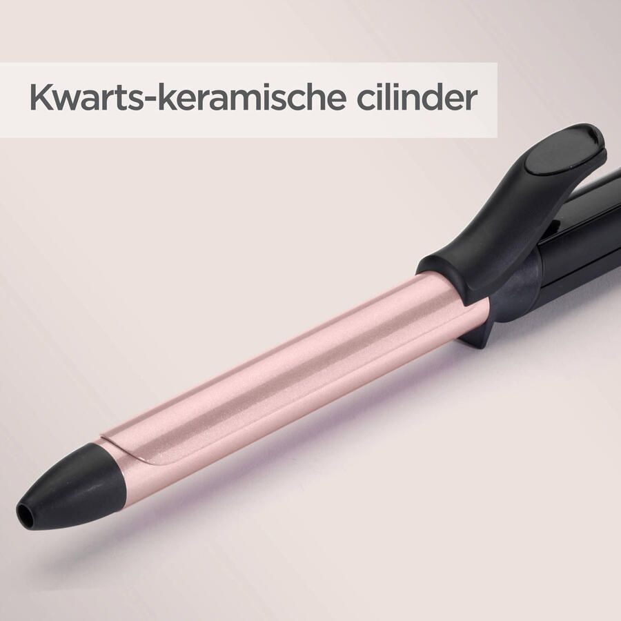 BaByliss Rose-Quartz 19mm Krultang C450E 6 temperatuurinstellingen Extra lange cilinder met quartz-keramische coating Compacte krullen