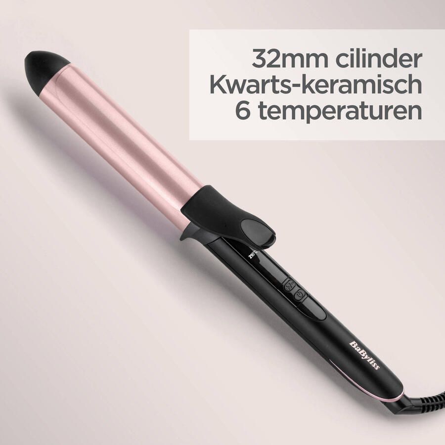 BaByliss Rose-Quartz 32mm Krultang C452E 6 temperatuurinstellingen Extra lange cilinder met quartz-keramische coating Grove krul of slag - Foto 2