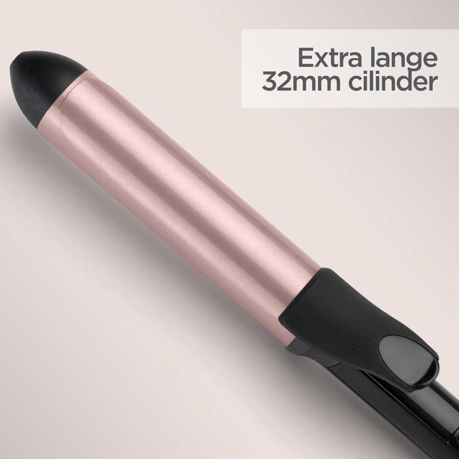 BaByliss Rose-Quartz 32mm Krultang C452E 6 temperatuurinstellingen Extra lange cilinder met quartz-keramische coating Grove krul of slag - Foto 1