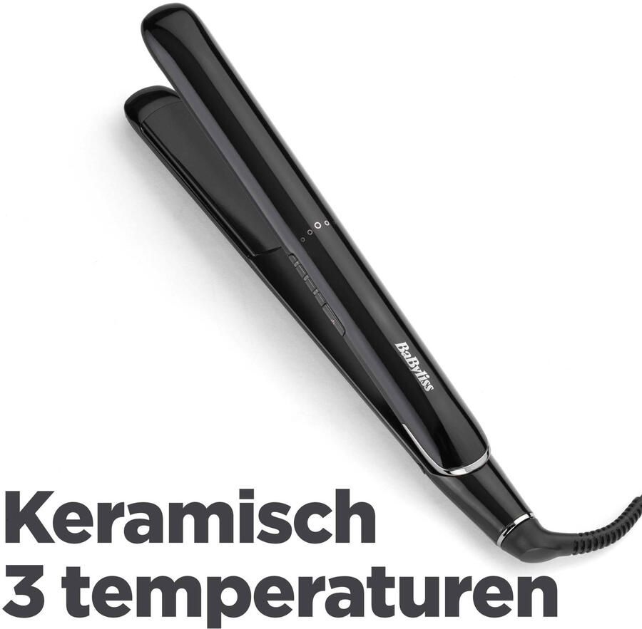 BaByliss Sleek Finish 230 Stijltang ST255E 3 Temperatuurinstellingen tot 230°C Tourmaline-keramische coating Multi-voltage