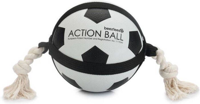 Beeztees hondenspeeltje Action voetbal met touw (19 cm)