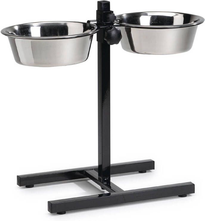 Beeztees Hondenstand Met 2 Roestvrijstaal Bakken Zwart 20