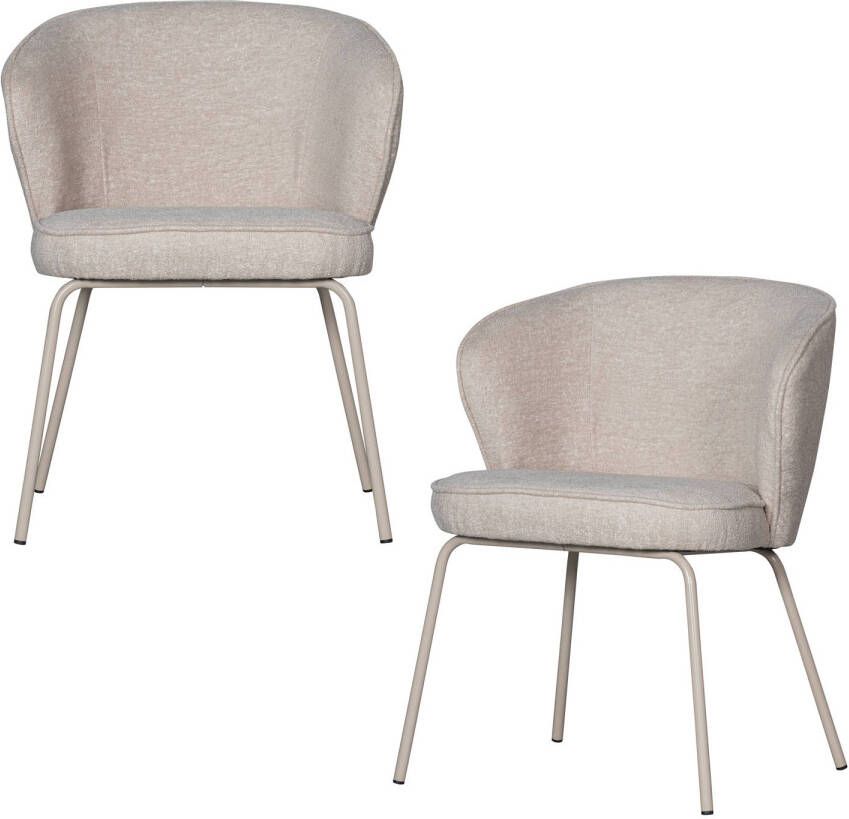 BePureHome Admit Eetkamerstoel Polyester Pebble Set van 2