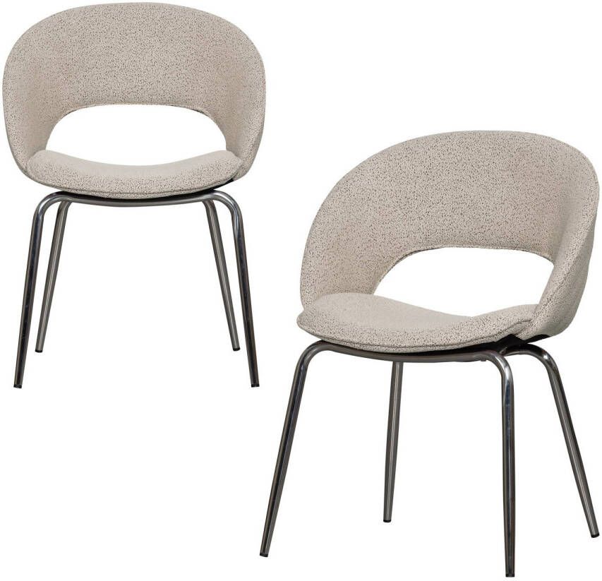 BePureHome Bullet Eetkamerstoel Polyester Beige Set van 2