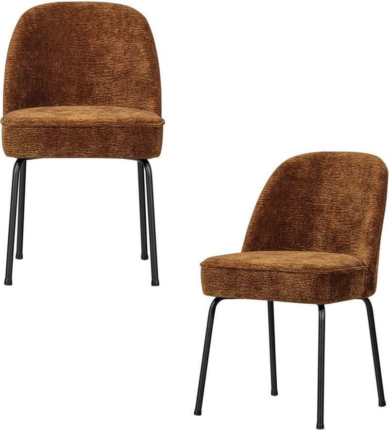 BePureHome Vogue Eetkamerstoelen Polyester Midden Bruin -Set van 2