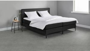 Beter Bed Basic Beter Bed Complete Boxspring Oxford met Gestoffeerd Matras 140x200 Zwart