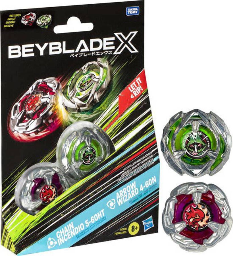 Beyblade X Chain Incendio 5-60HT en Arrow Wizard 4-60N Top Dual Pack