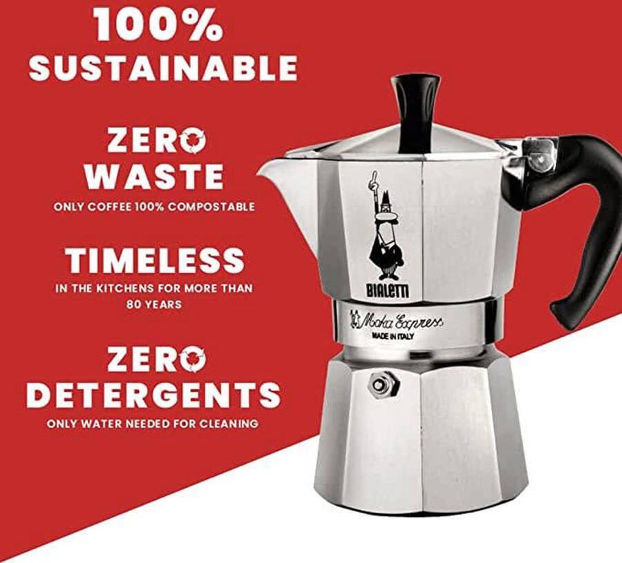 Bialetti Moka Express percolator 6 kopjes aluminium zilver - Foto 6