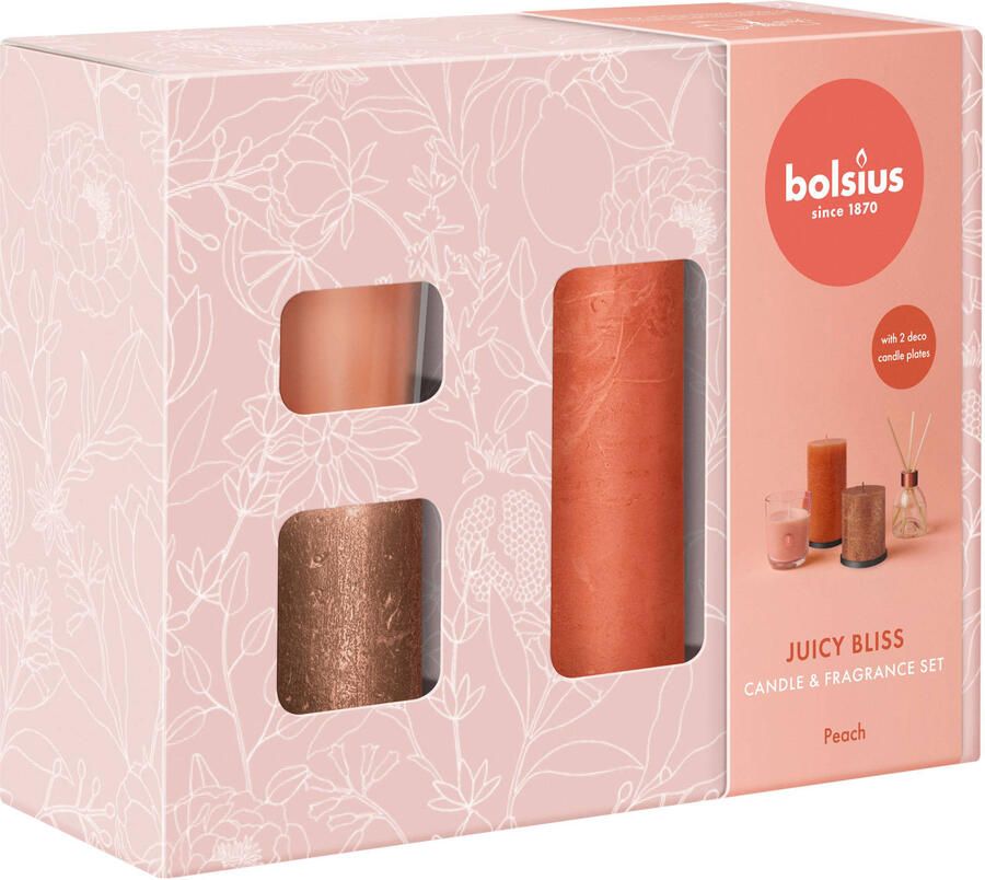 Bolsius geschenkset Juicy Bliss peach (set van 4)