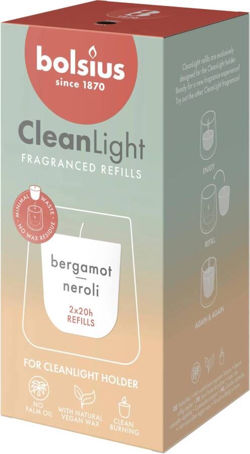 Bolsius geurkaars CleanLight Refill (set van 2)