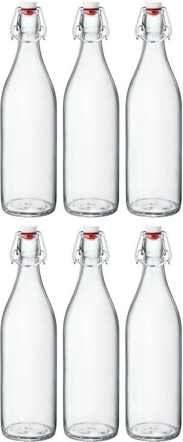 Bormioli Rocco Beugelflessen Weckflessen Giara Transparant 1 liter 6 stuks