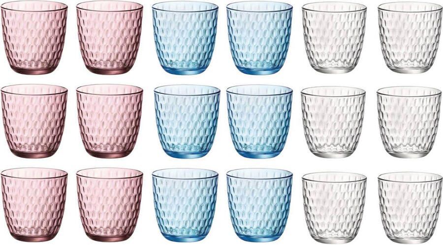 Bormioli Rocco Gekleurde Waterglazen 290 ml Glazenset Slot 18 stuks