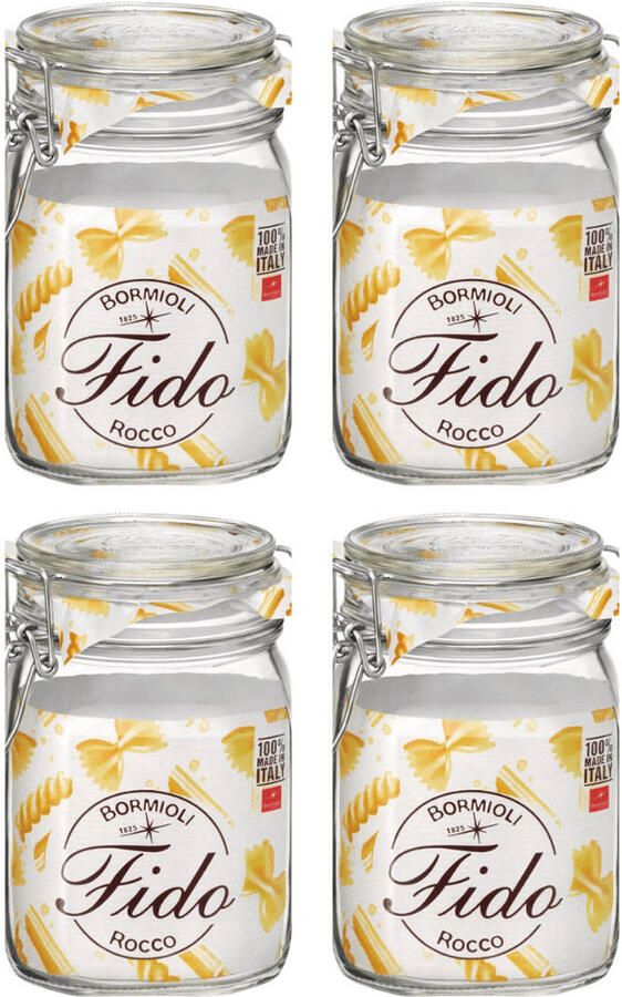 Bormioli Rocco Weckpotten Fido 11 x 11 cm 1 liter vierkant 4 stuks