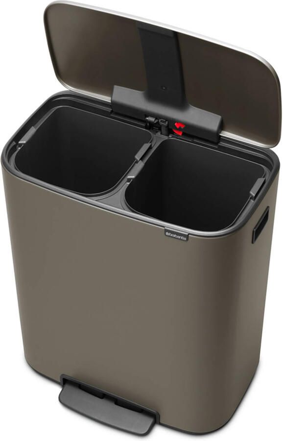 Brabantia Bo pedaalemmer 2 x 30 liter met 2 kunststof binnenemmer Platinum