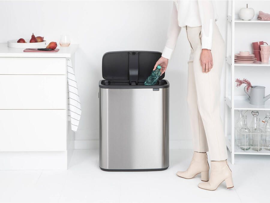 Brabantia Bo Touch Bin afvalemmer 2 x 30 liter met 2 kunststof binnenemmers Matt Steel Fingerprint Proof - Foto 6