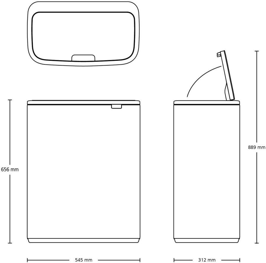 Brabantia Bo Touch Bin afvalemmer 60 liter met kunststof binnenemmer Platinum