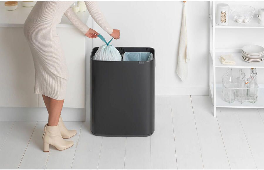 Brabantia Bo Touch Bin afvalemmer 2 x 30 liter met 2 kunststof binnenemmers Matt Black - Foto 2