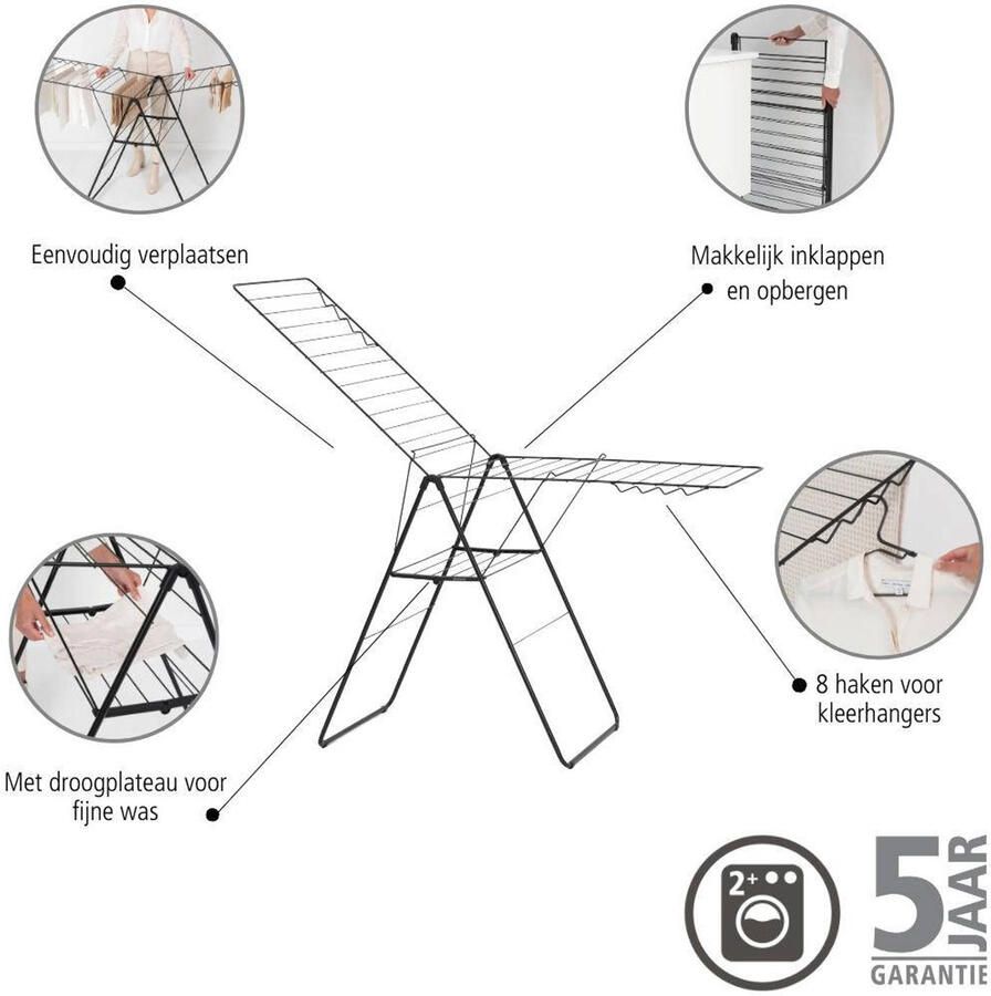 Brabantia Droogrek 25 Meter Hangon Droogrek Staal Matt Black - Foto 5
