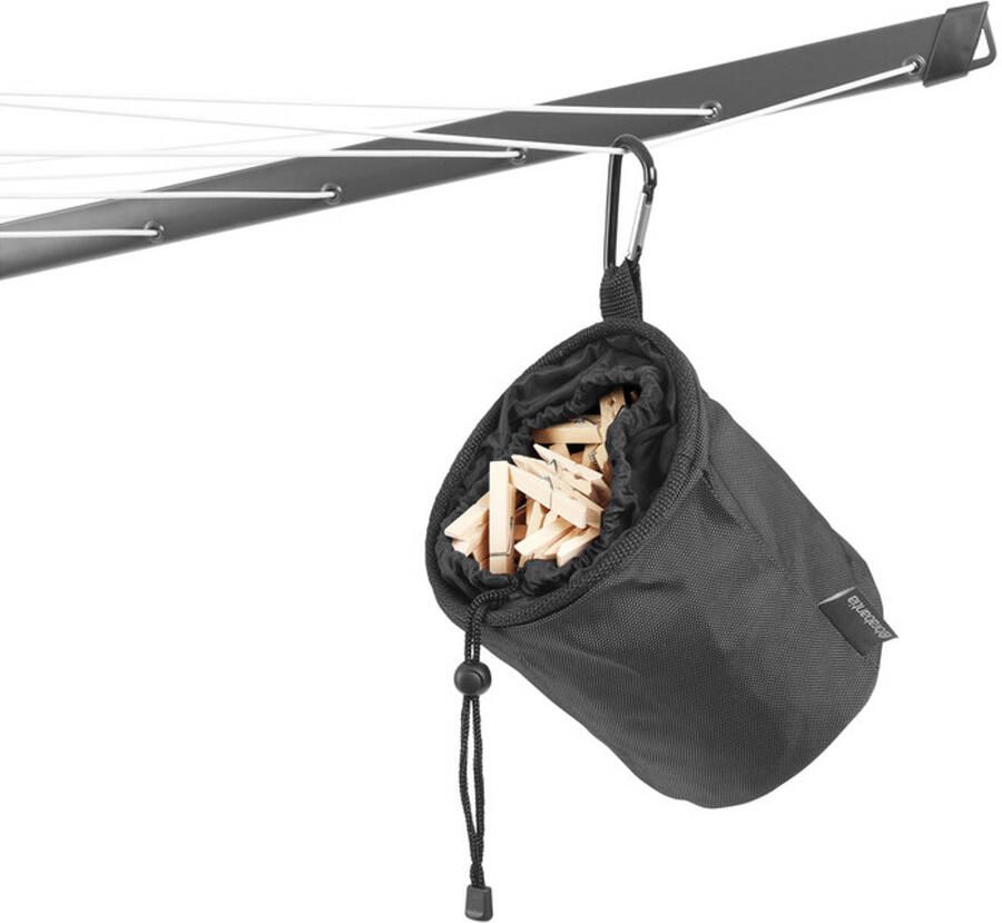 Brabantia Lift-O-Matic droogmolen met metalen grondanker beschermhoes wasknijpertasje en wasknijpers 50 m Anthracite - Foto 3