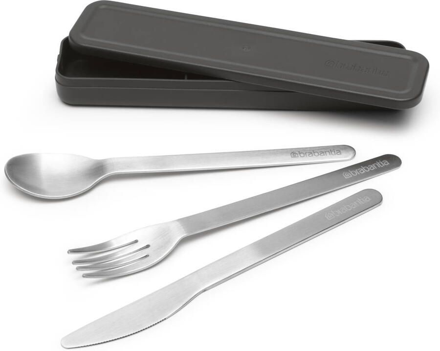 Brabantia Make & Take bestekset 3 delig mes vork en lepel dark grey