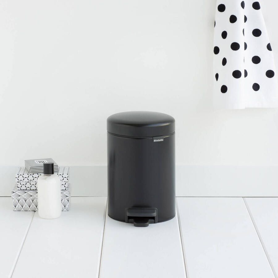 Brabantia Pedaalemmer 3 liter 'newIcon' met kunststof binnenemmer Matt Black - Foto 4