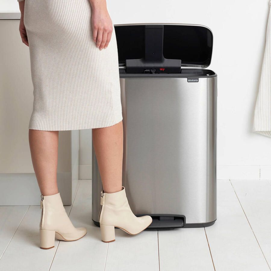 Brabantia Bo pedaalemmer 2 x 30 liter met 2 kunststof binnenemmer Matt Steel Fingerprint Proof