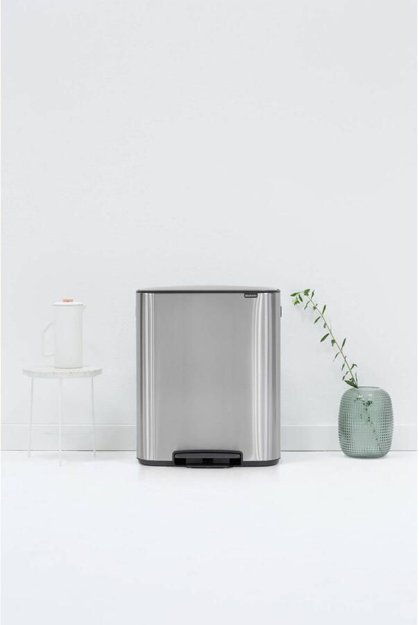 Brabantia Bo pedaalemmer 2 x 30 liter met 2 kunststof binnenemmer Matt Steel Fingerprint Proof - Foto 3