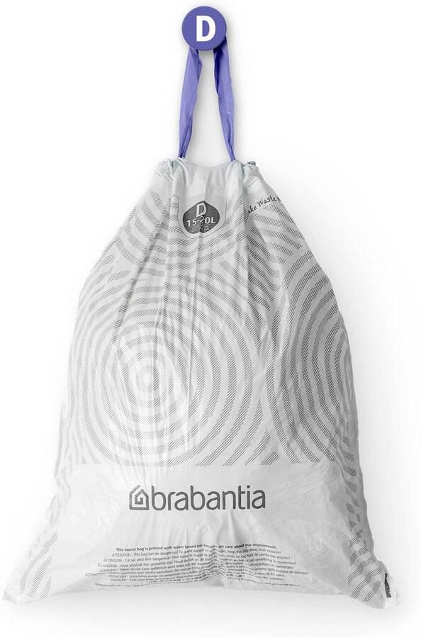 Brabantia PerfectFit Afvalzak code D 15-20 liter 120 stuks set van 6 rollen White - Foto 3