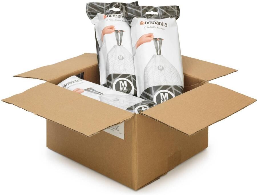 Brabantia PerfectFit Afvalzak code M 60 liter 120 stuks set van 6 rollen White - Foto 2