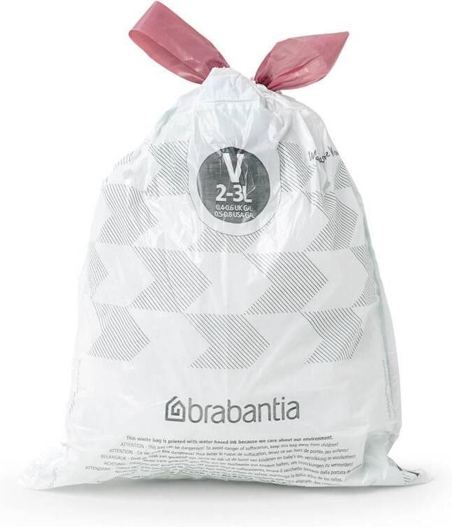 Brabantia PerfectFit Afvalzak code V 2-3 liter 200 stuks set van 10 rollen White - Foto 2