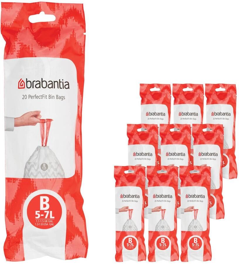 Brabantia PerfectFit afvalzak met trekbandsluiting code B 5 liter 20 stuks rol 100314 White