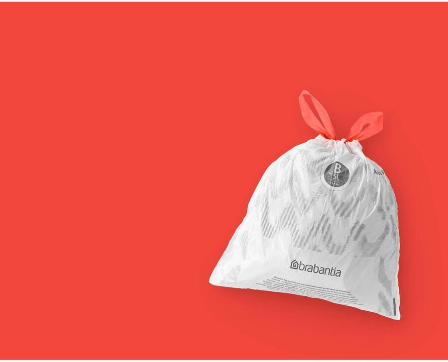Brabantia PerfectFit afvalzak met trekbandsluiting code B 5 liter 20 stuks rol 100314 White - Foto 2