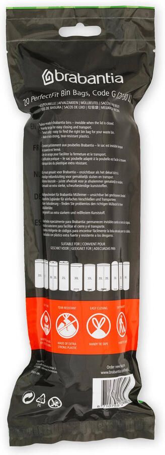 Brabantia Type G PerfectFit Jaarverpakking Afvalzak 23-30 Liter 120 Stuks - Foto 3