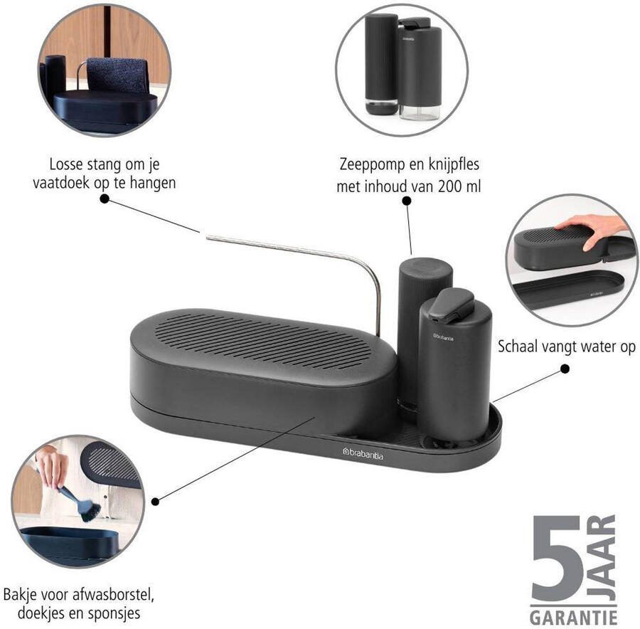 Brabantia SinkStyle Organiser Set 3-delig (organiser zeep- en afwasmiddeldispenser) Mineral Infinite Grey - Foto 2