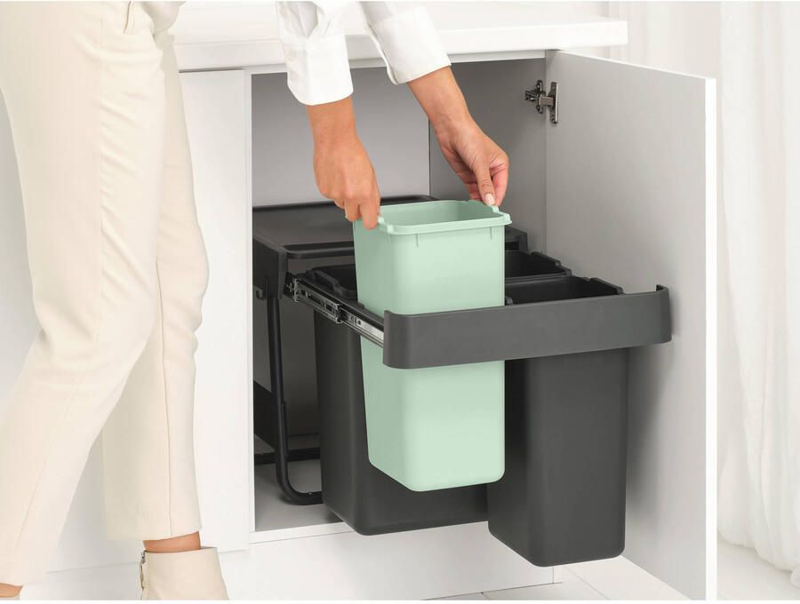 Brabantia Afvalscheidingsbak Sort & Go Kunststof Jade Green En Dark Grey 40.4x48.1x39.6cm 10+10+20l - Foto 3