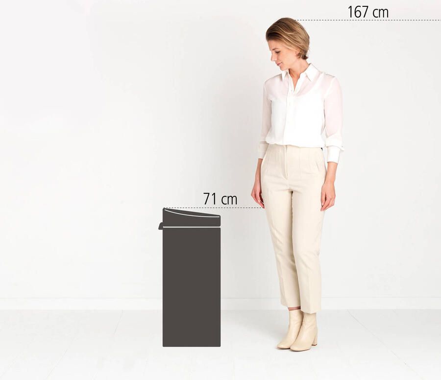 Brabantia Touch Bin afvalemmer 30 liter met kunststof binnenemmer White - Foto 4