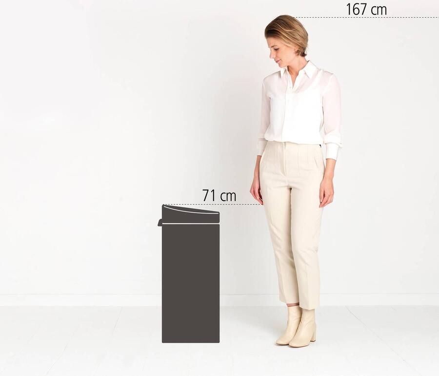 Brabantia Touch Bin New afvalemmer 30 liter kunststof binnenemmer Soft Grey - Foto 3