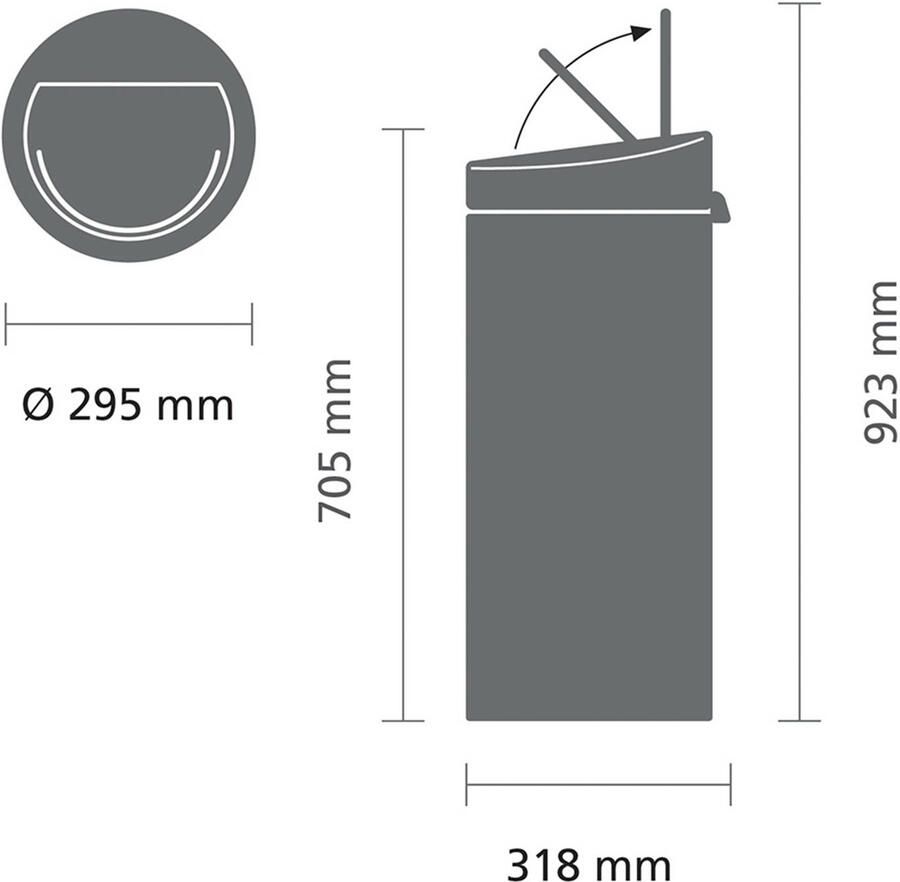 Brabantia Touch Bin afvalemmer 30 liter met kunststof binnenemmer Soft Beige - Foto 3