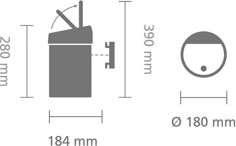 Brabantia Touch Bin wandafvalemmer 3 liter met kunststof binnenemmer Matt Black Matt Steel - Foto 3