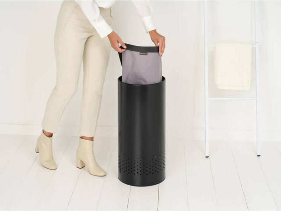 Brabantia Wasmand met Deksel 35 l Matt Black Dark Grey - Foto 2