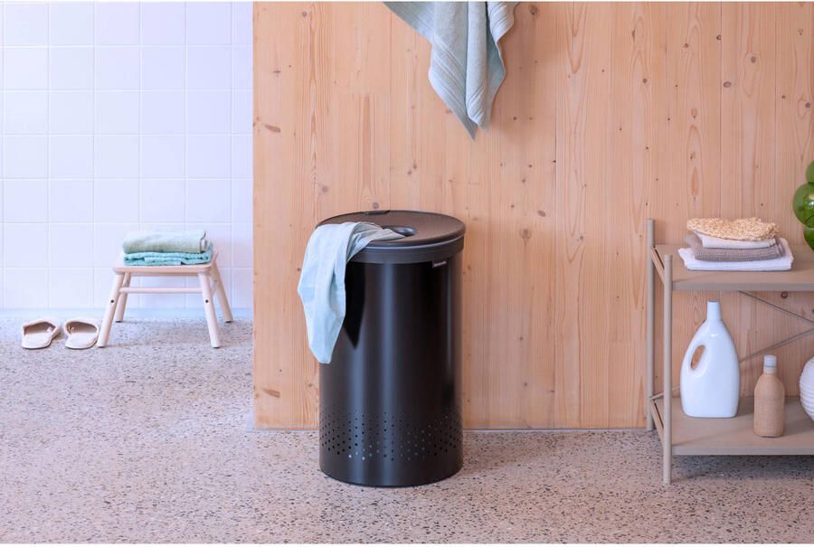 Brabantia Wasmand met Deksel 60 l Matt Black Dark Grey - Foto 2
