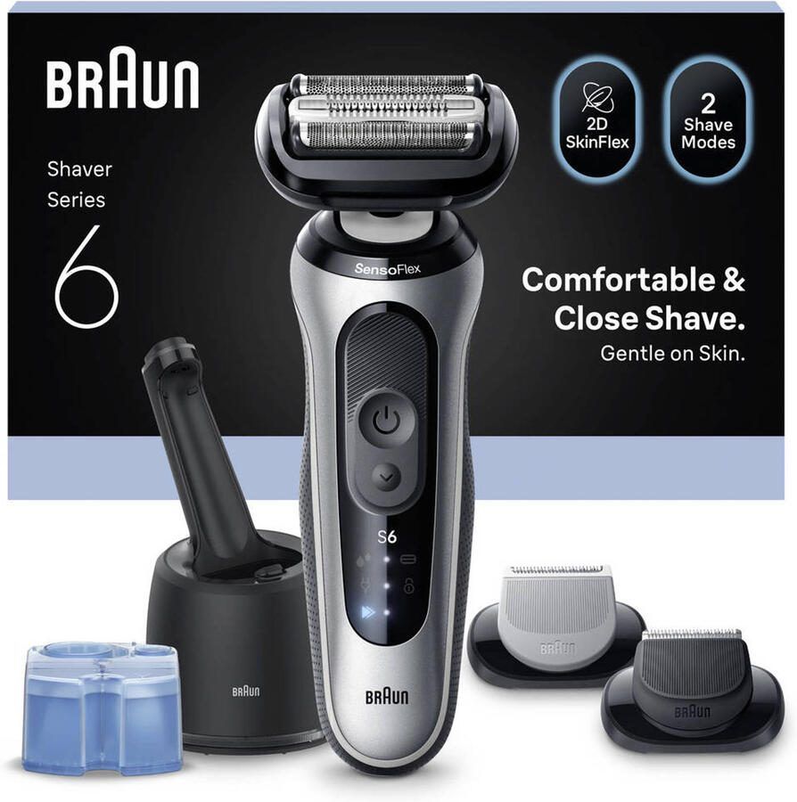 Braun Series 6 elektrisch scheerapparaat inclusief SmartCare Center met diverse accessoires 62-S7650CC zilver