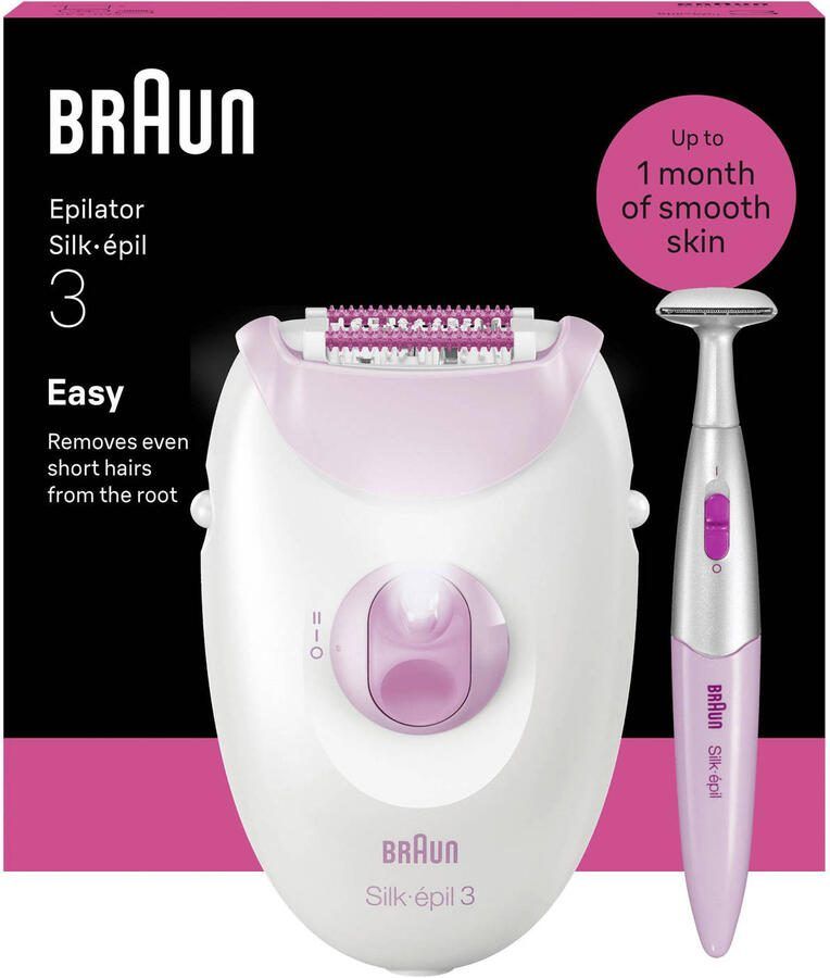 Braun Silk·épil 3 snoergebonden epilator roze Type 3-202