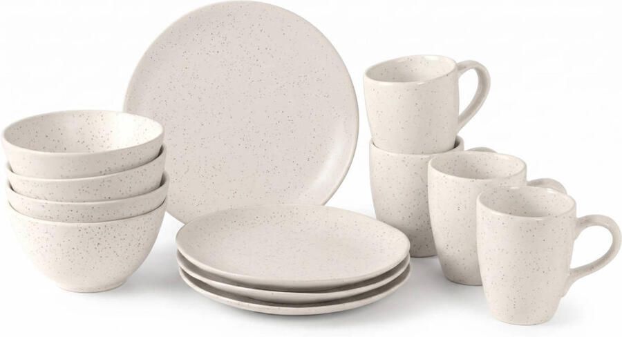 Broste Copenhagen Ontbijtset Nordic Vanilla 12-delig 4 personen 4 ontbijtborden 4 kommen en 4 kopjes
