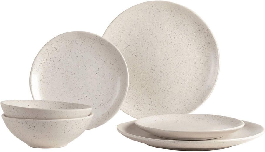 Broste Copenhagen Serviesset Nordic Vanilla 6-delig 2 personen 2 dinerborden 2 ontbijtborden en 2 kommen