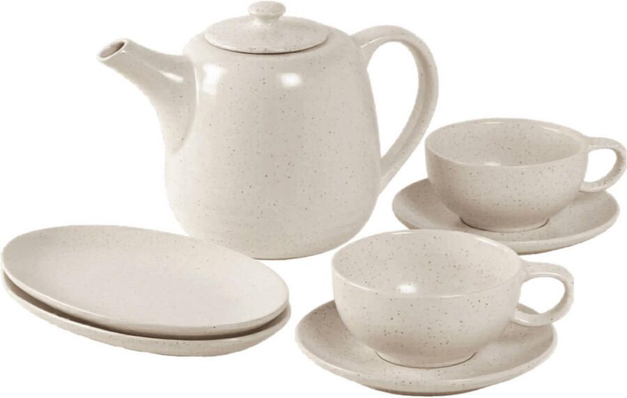 Broste Copenhagen Theeset Nordic Vanilla 7-delig 2 personen 1 theepot 2 bordjes en 2 kop en schotels