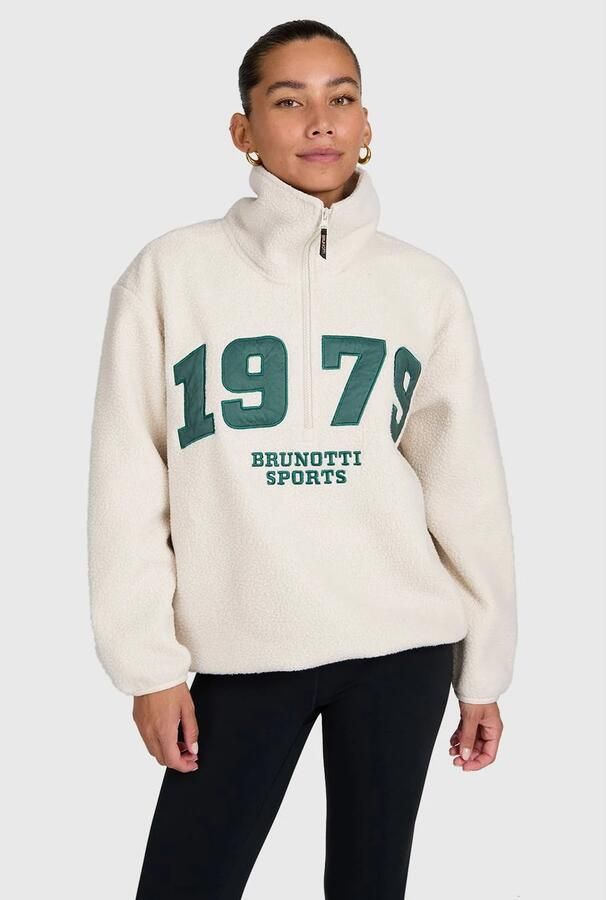 Brunotti chino fleecetrui wit groen